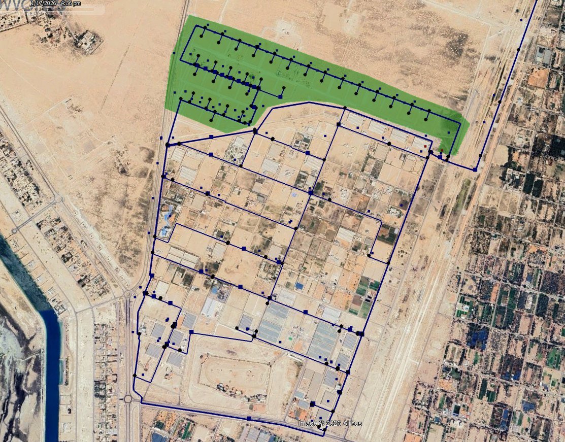 Farm water supply network layout, Al Bahiya and Al Rahba