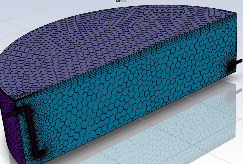 Polyhedral CFD mesh of a circular storage tank for a CFD study